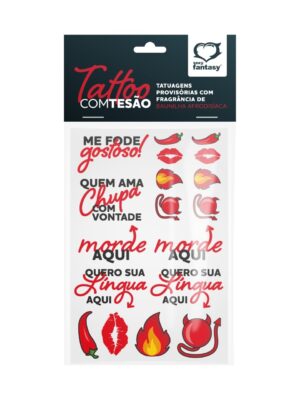 Tattoo com Tesão Tatuagem Provisória Cartela