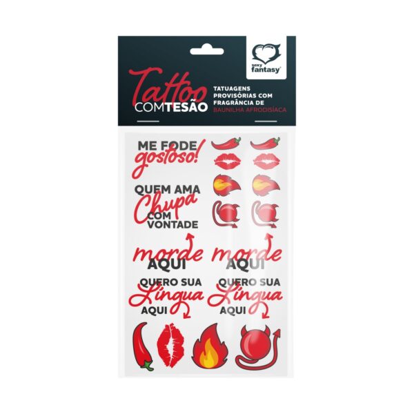 Tattoo com Tesão Tatuagem Provisória Cartela