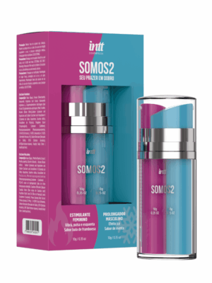 SOMOS2 para casal - Gel Excitante Feminino Esquenta Pulsa e Vibra + Pronlongador Masculino Que Esfria