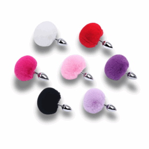 Plug Anal em Aço - Pompom de Coelho - Tamanho - P