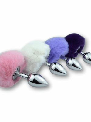 Plug Anal em Aço - Pompom de Coelho - Tamanho - M